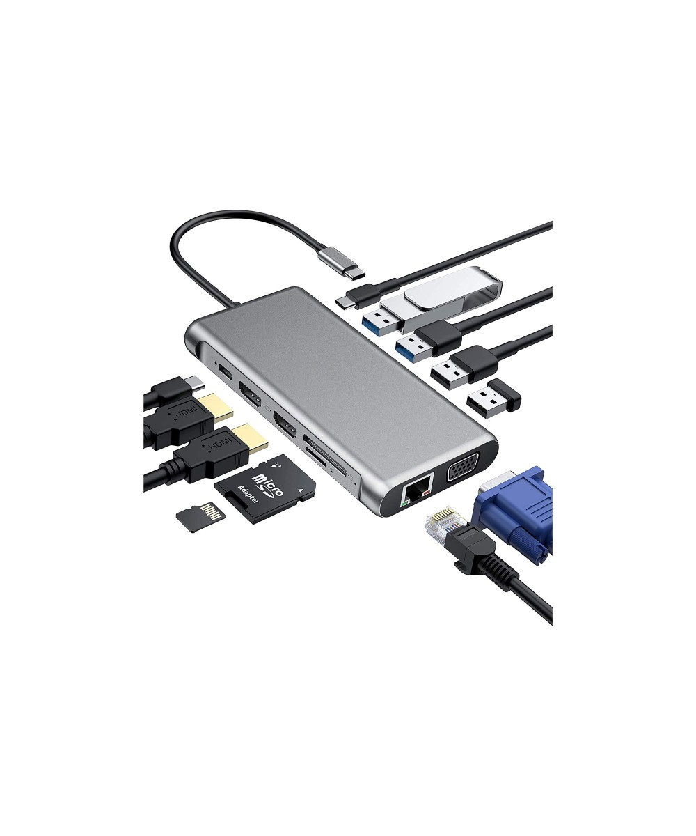 Adaptateur 12en1 USB Type-C USB-C multi-hub Station d'accueil pour