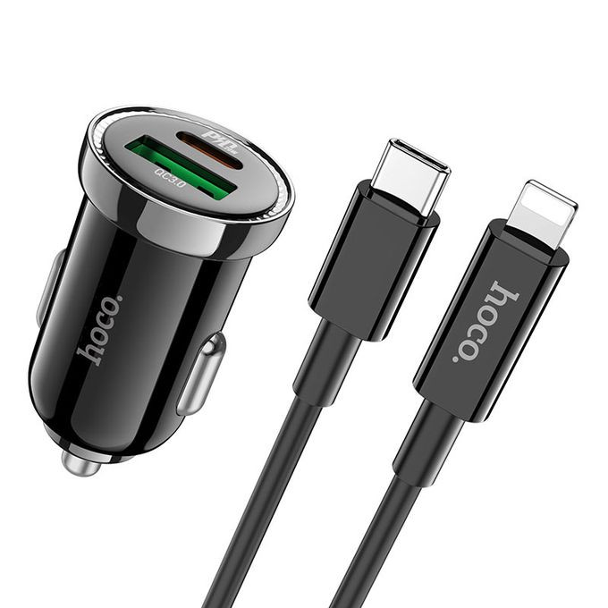 CHARGEUR VOITURE Z44 + CABLE TYPE-C VERS LIGHTNING POUR iPhone